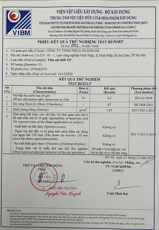 Kết Quả Thử Nghiệm Quatest1