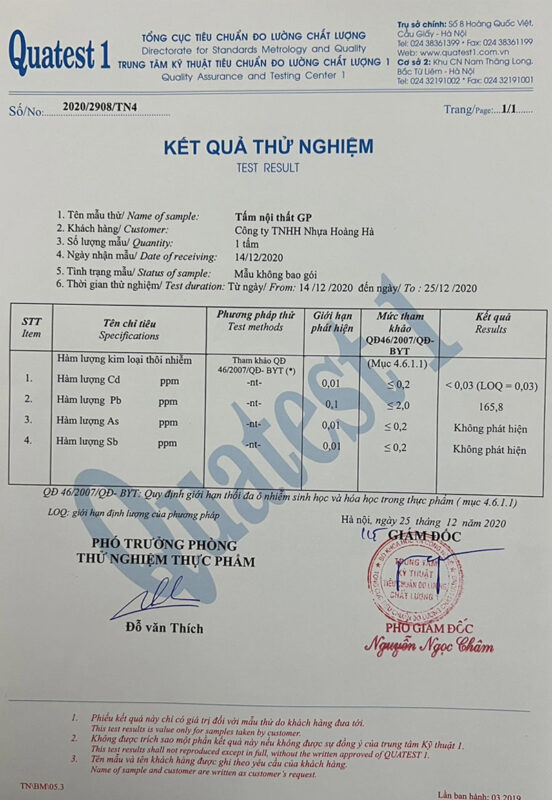 Chứng Chỉ Test RESULT